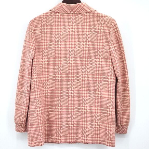 Bleyle for Hooper PeaCoat Womens 14 Pink Houndstooth 100% Virgin Wool Retro Glam - Picture 6 of 10
